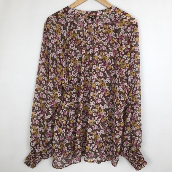 Torrid Crinkle Chiffon Smocked Floral Blouson Sleeve Blouse Size 2X Peasant Top - Picture 15 of 16